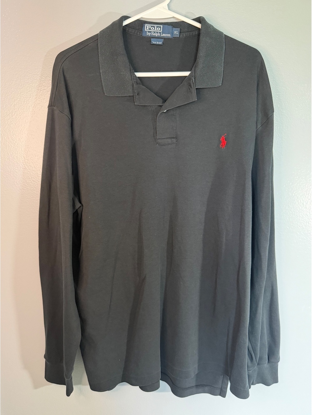 Polo by Ralph Lauren Men's Long Sleeve Polo Shirt XL Black with Red Logo
